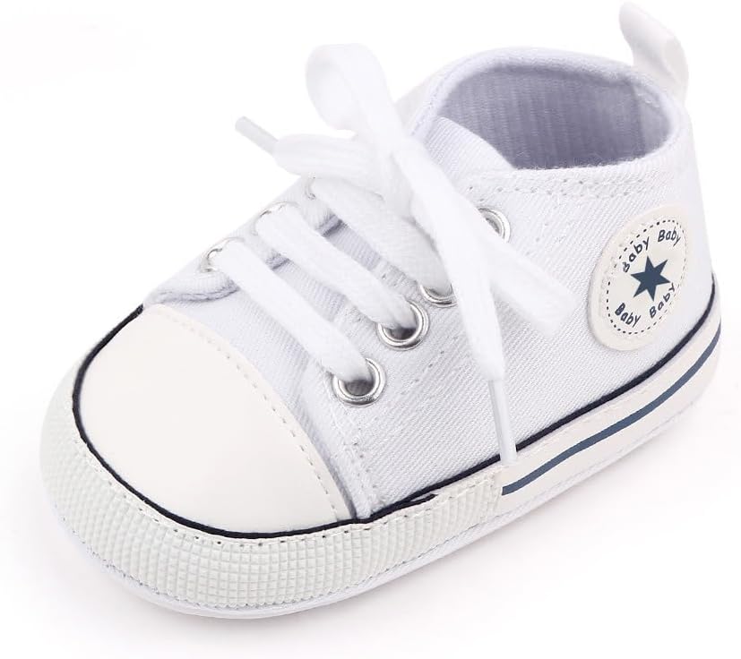 Unisex Baby Girls Boys Canvas High-top Shoes, Newborn Infant Anti-Slip Soft Sole Frist Walking Breathable Sneakers