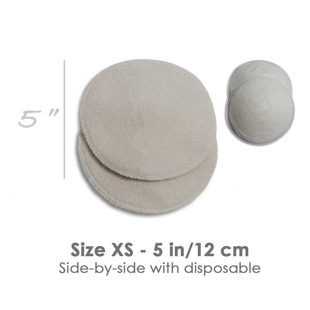 Soothingly Soft Merino Wool Nursing Pads, Style Softline, Extra Thickness, 5 in. Diameter (XS)