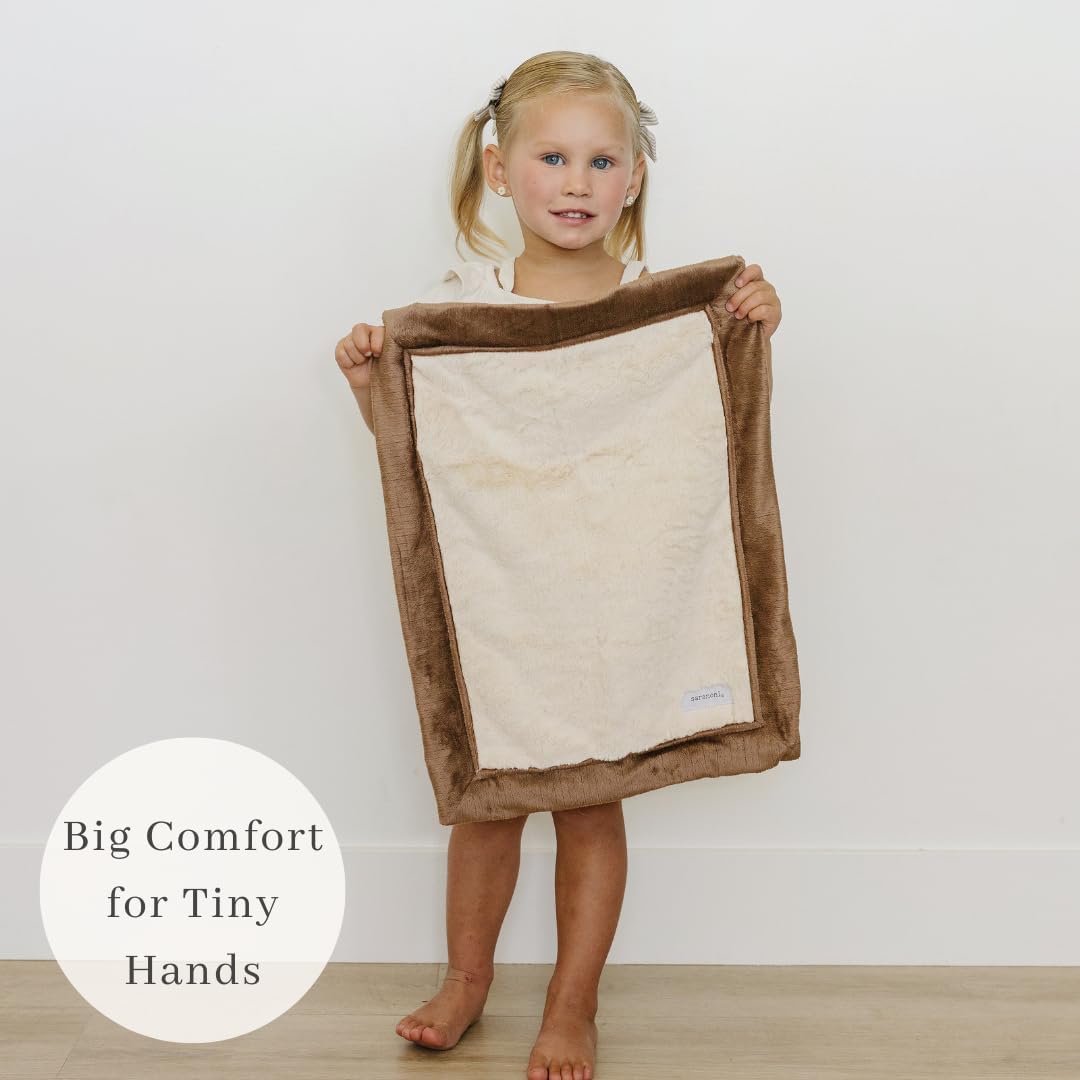 SARANONI Security Blankets for Babies Super Soft Boutique Quality Lush Luxury (Ivory & Gingersnap, Mini 15" x 20")
