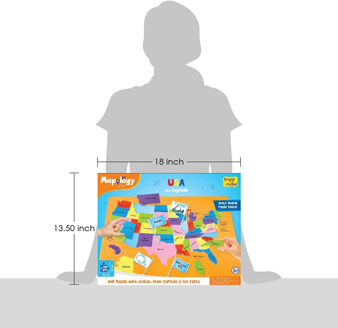 Imagimake Mapology USA Map with Capitals | Learning States and Capitals | US Geography Toys for Ages 8-13 | Jigsaw Puzzles for Kids Ages 8-10 | Educational Back to School Gifts for Kids Age 5-7 & 9-12