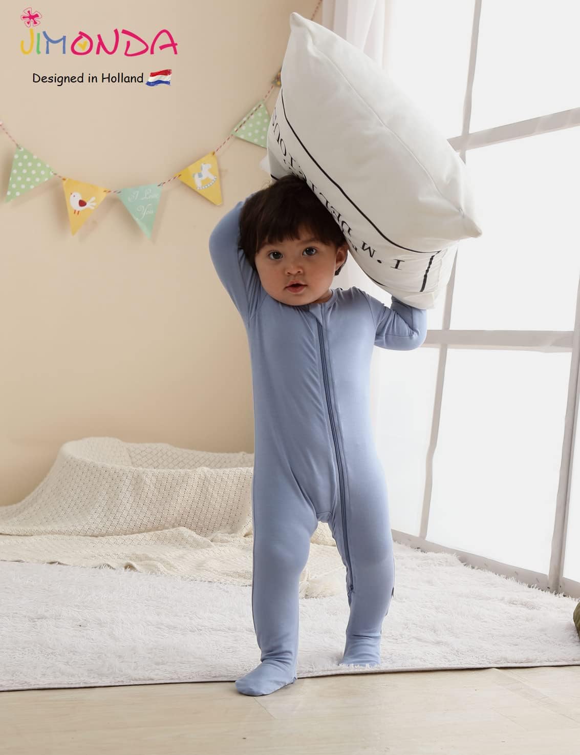 Jimonda Baby Romper Boys Girls Bamboo Pajamas 2-Way Zipper Footed Unisex Zip-Up Sleepers Sleep and Play pjs