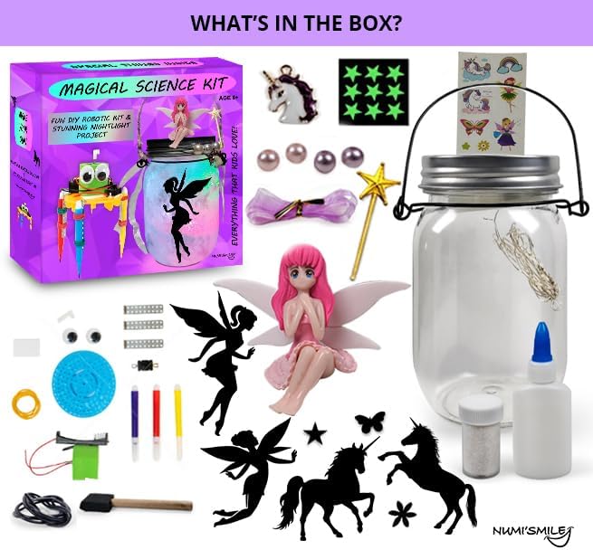 Make Your Own Fairy and Unicorn Night Light Jar & DIY Robotic Kit, Present for Girls Ages 6 7 8 9 10 11 12 Years Old, Kids STEM Projects, Arts and Crafts for Girls, Science Experiment Kit Gifts Ideas