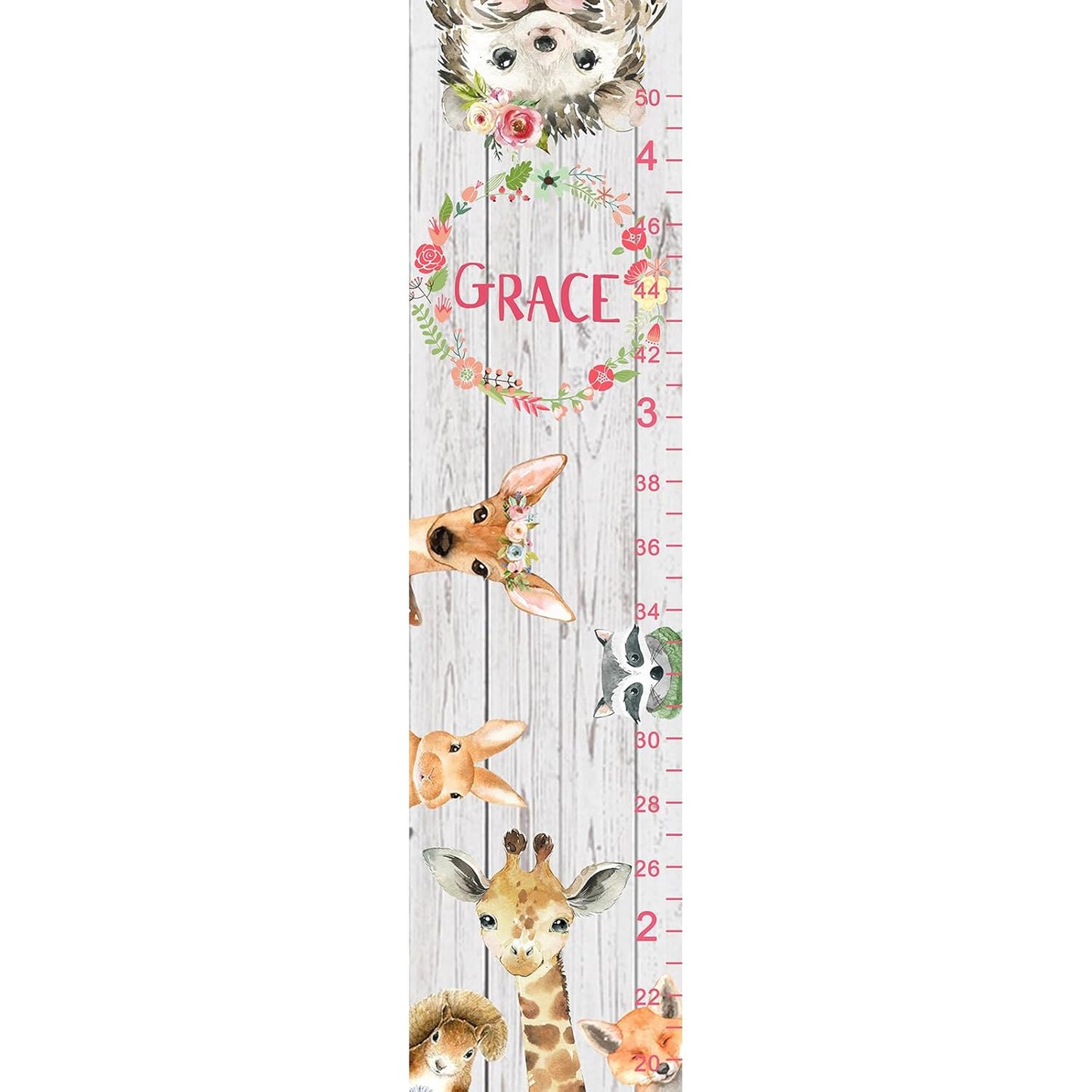 Personalized Kids Height Chart - Canvas Growth Ruler for Boys and Girls - Custom Name Banner with Removable Nursery Wall Decor - Gift for Kidโs Room Decoration