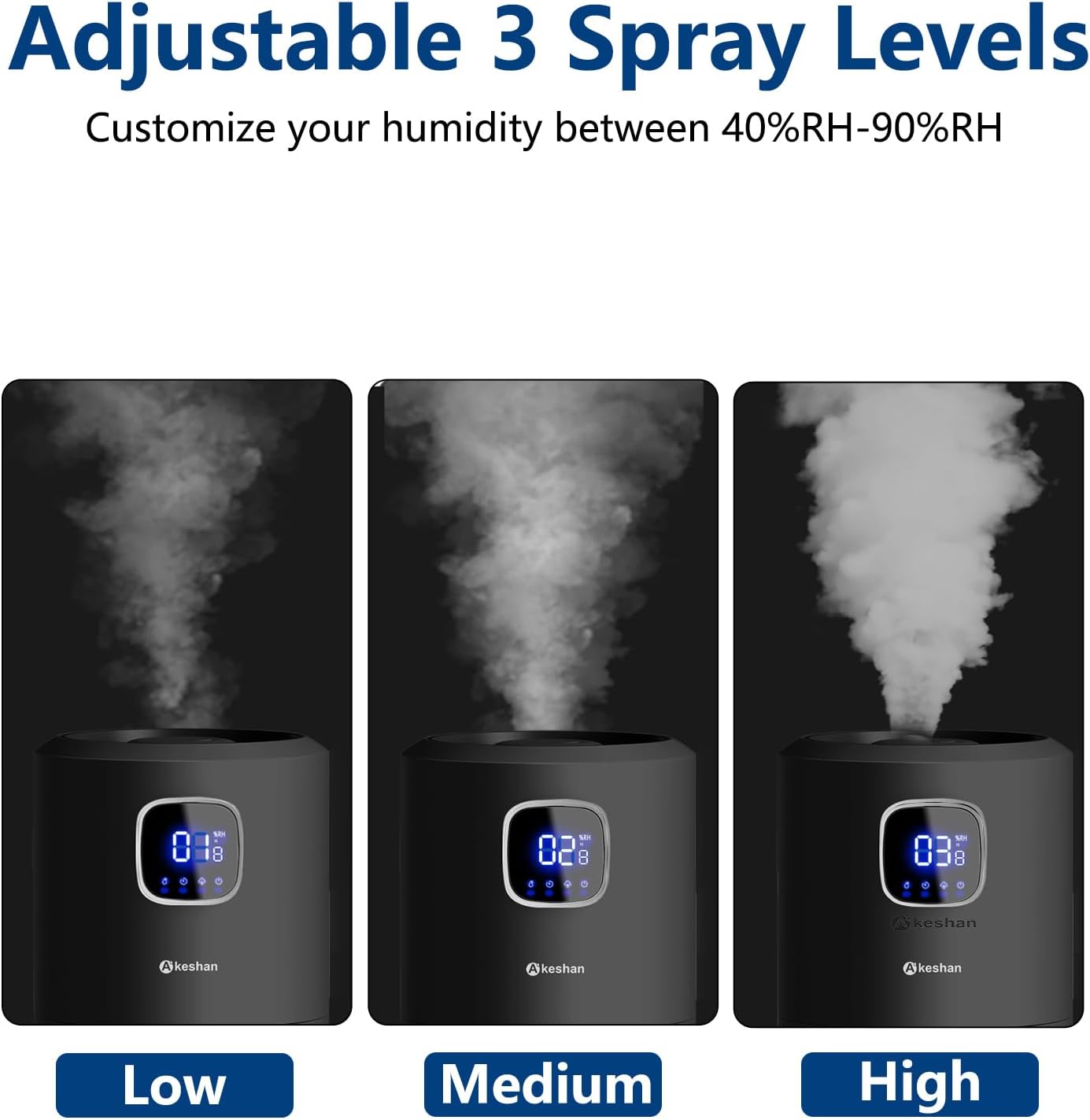 Large Humidifiers for Bedroom, 9L/2.5Gal Ultrasonic Cool Mist, Easy Clean with 350ML/H Large Mist Speed, Quiet Tower, Suitable for Kids Room Plant Yoga (Black)