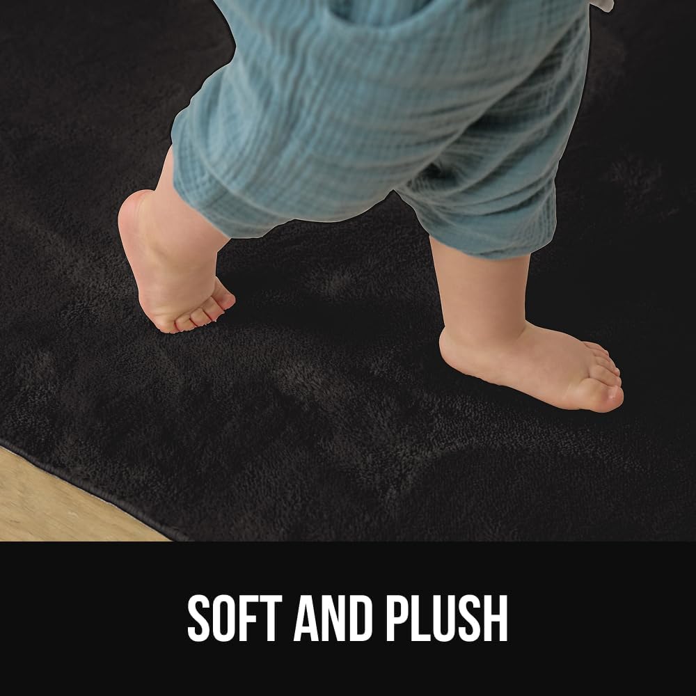 GORILLA GRIP Ultra Soft Washable Area Rug, 5x7, Stain and Slip Resistant Plush Thick Carpet for Bedroom Living Room, No Shed Floor Rugs, Pet Friendly, Dorm Essentials, Kids Nursery Home Decor, Black