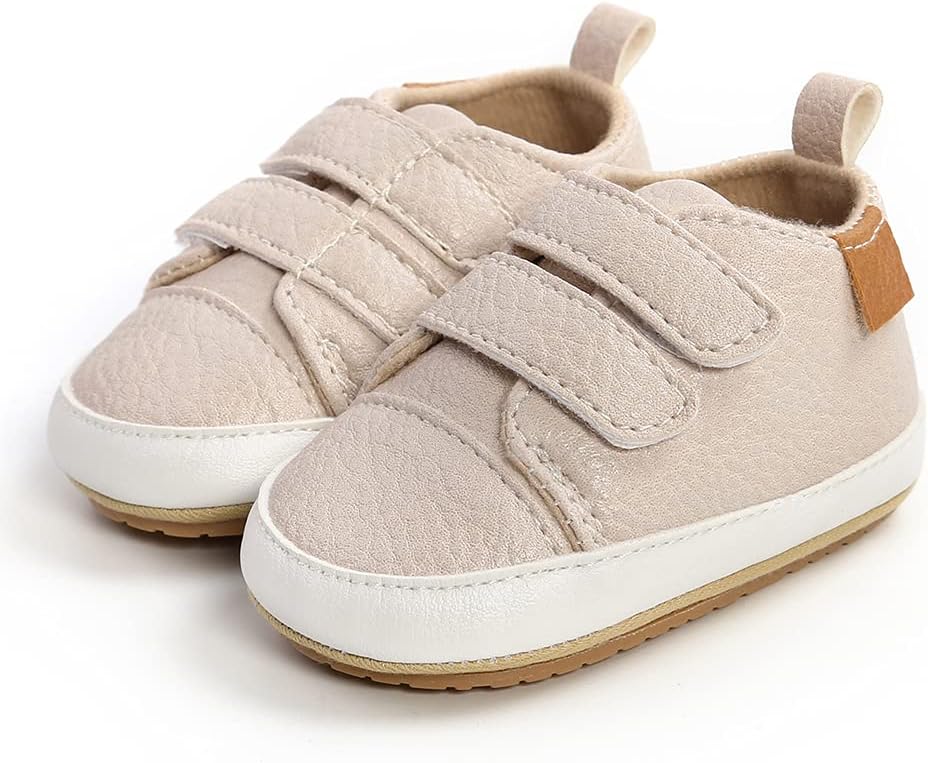 SOFMUO Baby Boys Girls High Top Ankle PU Leather Sneakers Soft Rubber Sole Infant Moccasins Newborn Oxford Loafers Anti-Slip Toddler Wedding Uniform Dress Shoes