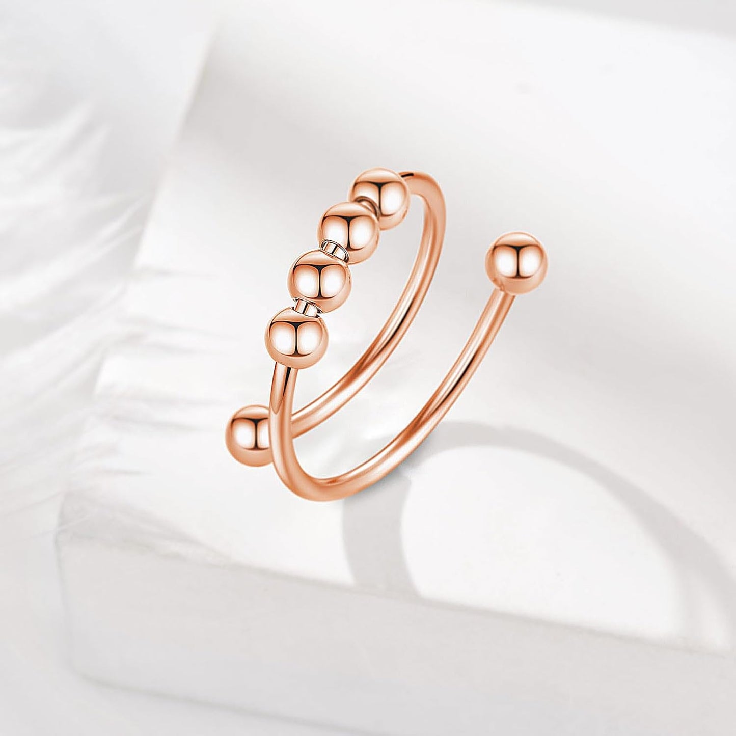 INFUSEU Funny Spinner Fidget Rings for Women Girls Anti Anxiety Stress Worry, Adjustable Size