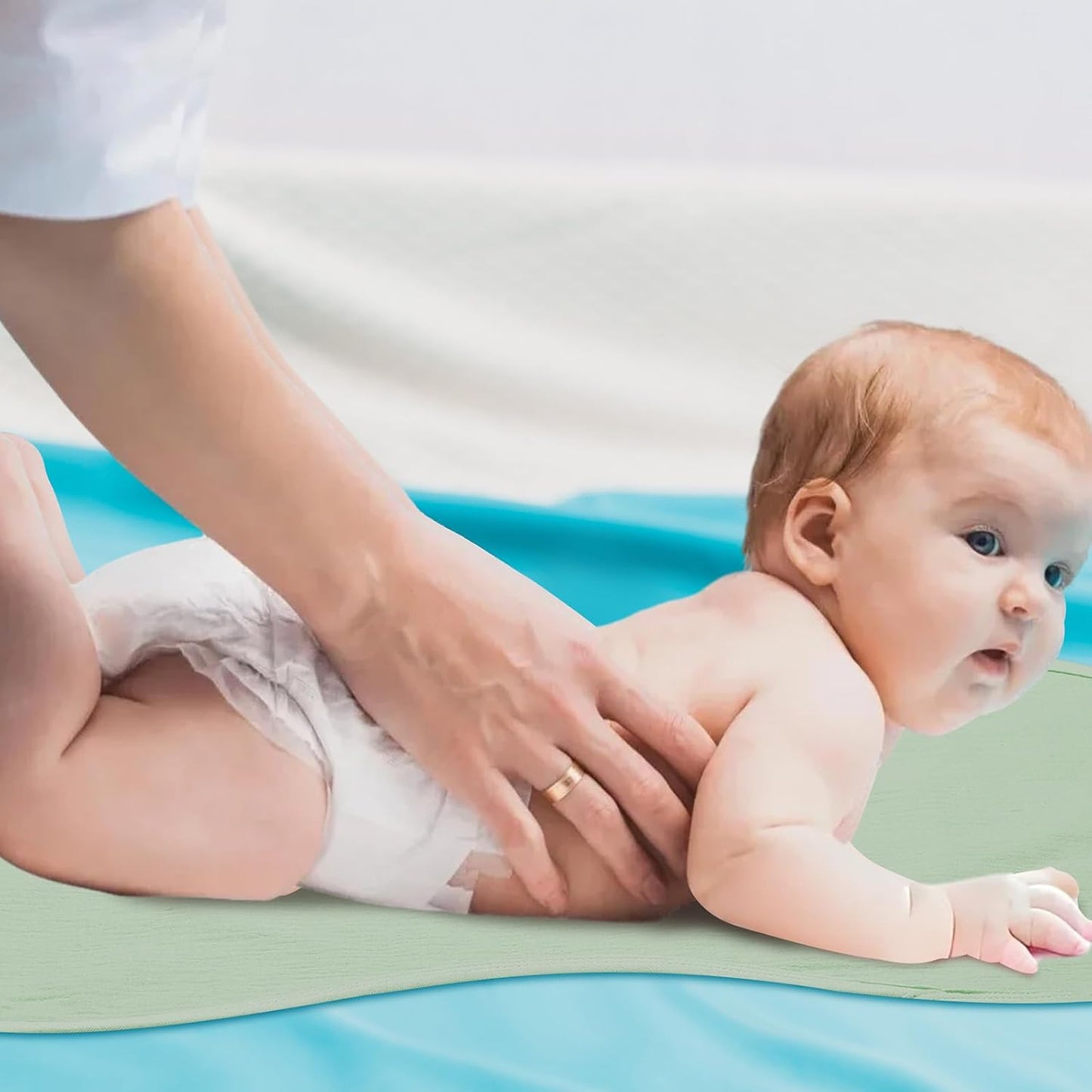 3 Pcs Changing Pad Liners Fits in Peanut Shape Changing Pad Waterproof Diaper Mats Organic Cotton Peanut Mats are Warm on a Baby's Back, Washable Reusable(Bright Style,Green)