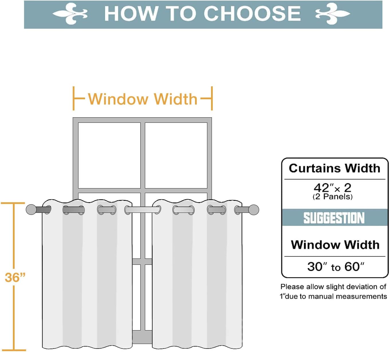 ChrisDowa Small Window Curtains for Kitchen and Bedroom - Grommet Short Thermal Insulated Room Darkening Curtains (2 Panels, Cappuccino, 42 x 36 Inch)