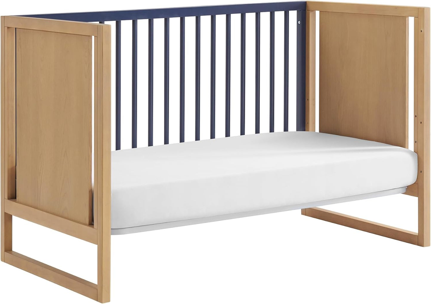Nurture& The Crib - Baby, Toddler Convertible Crib | Sustainable Non-Toxic Materials | 3 Adjustable Heights - Grows with Your Baby (Modern, Navy)