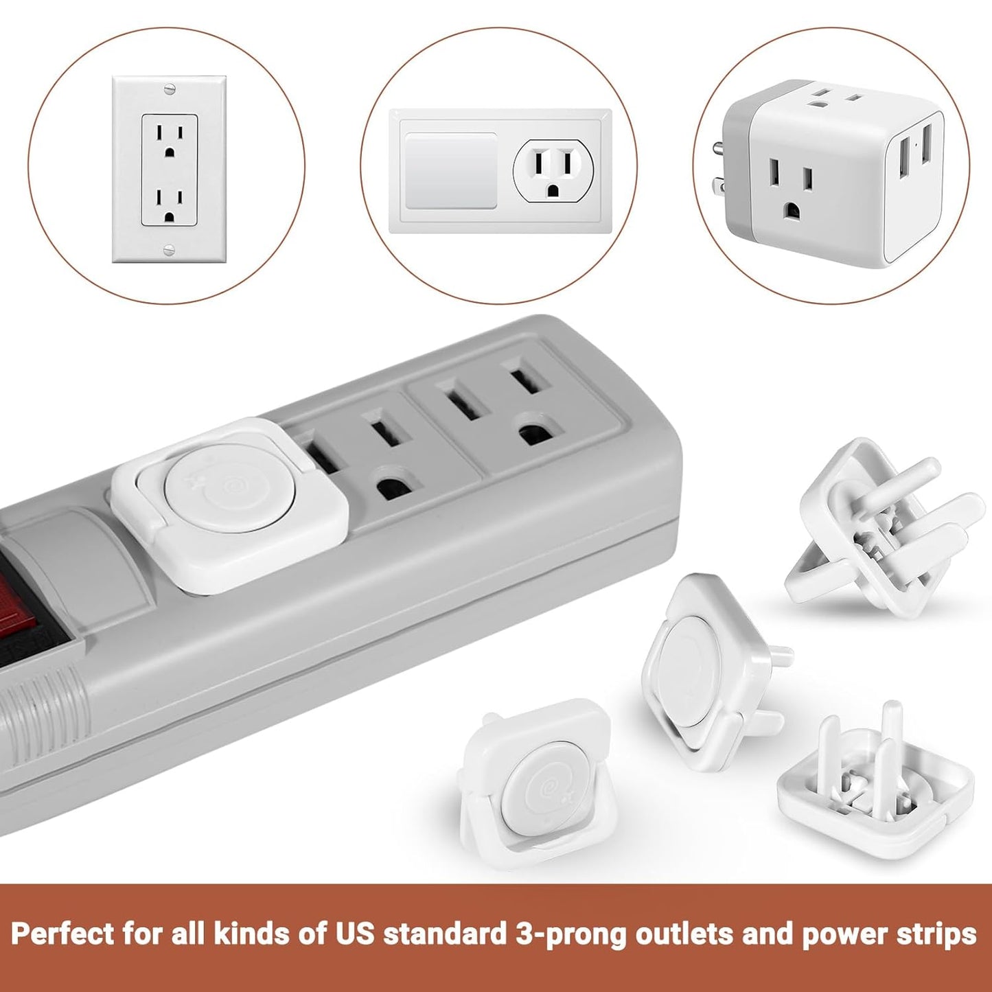 Outlet Covers Baby Proofing, 40 Pack Child Proof Plug Socket Covers Electric Plug Protectors Safety Caps to Prevent Power Shock, for US 3-Prong, Gray & White