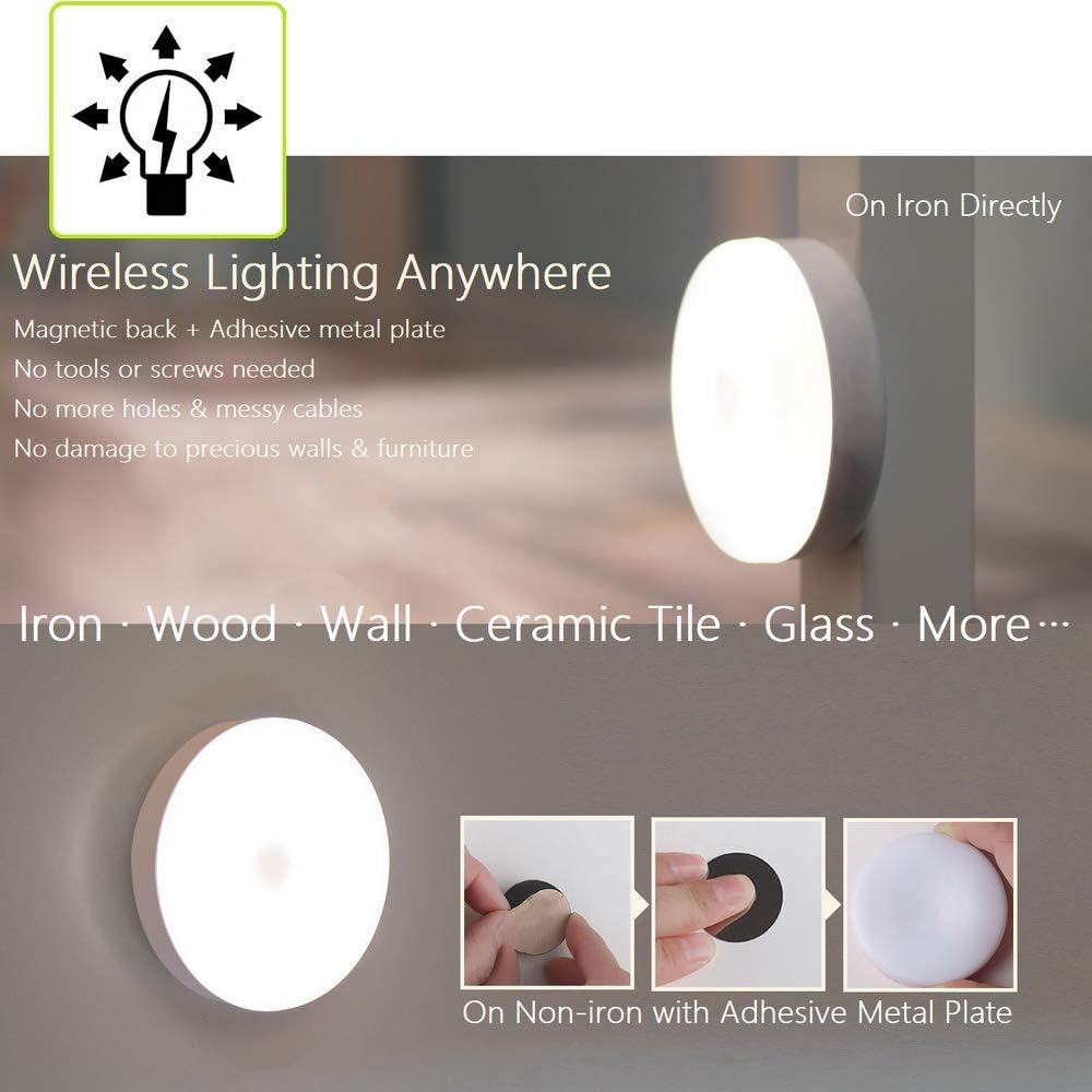 Mini Touch Light, Rechargeable Battery Operated Closet Lights Wardrobe Lights, Magnetic Stick-on Anywhere LED Night Light, Wireless Under Cabinet Lighting, Dimmable Tap Push Light Lamp