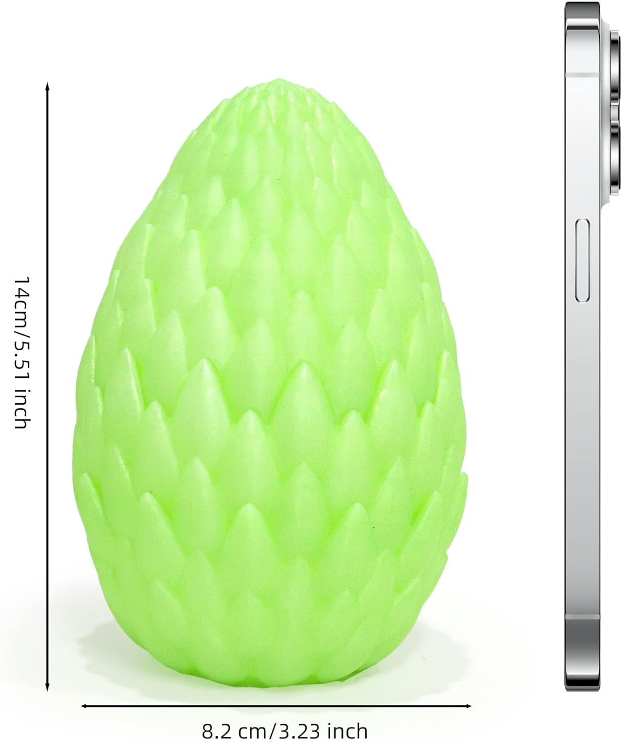 Upgraded 3D Printed Flying Dragon in Egg - Surprise Egg with Flexible Winged Dragon Inside, Mystery Beautiful Fidget Toy, Birthday Gift, Desk Figure Decor (Transparent Green)