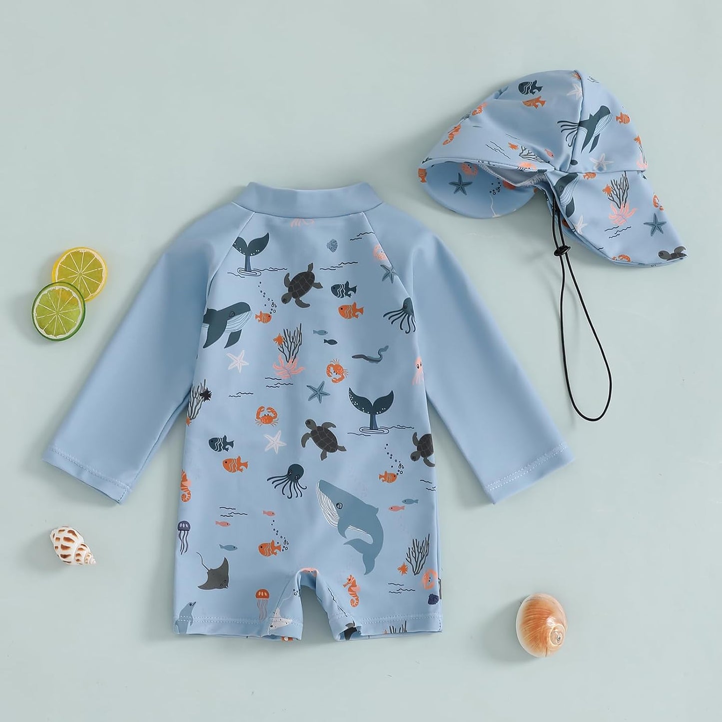 Hnyenmcko Baby/Toddler Boy Rash Guard Swimsuit Long Sleeve One Piece Zipper Swimwear Sunsuit Infant Bathing Suit Beachwear