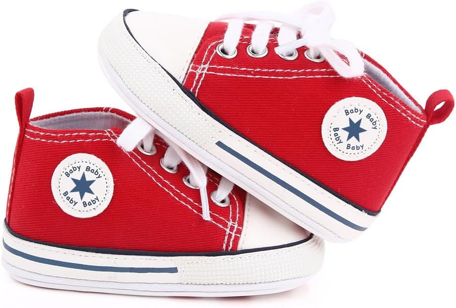Unisex Baby Girls Boys Canvas High-top Shoes, Newborn Infant Anti-Slip Soft Sole Frist Walking Breathable Sneakers