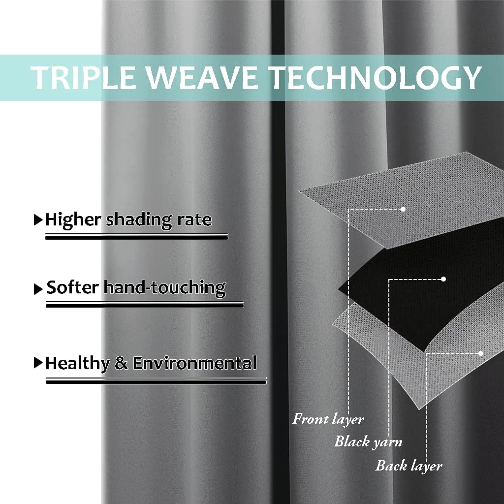 NICETOWN Full Shade Curtain Panels, Pair of Energy Smart & Noise Blocking Out Blackout Drapes for Dining Room Window, Thermal Insulated Guest Room Lined Window Dressing(Silver Grey, 42 x 72 inch)