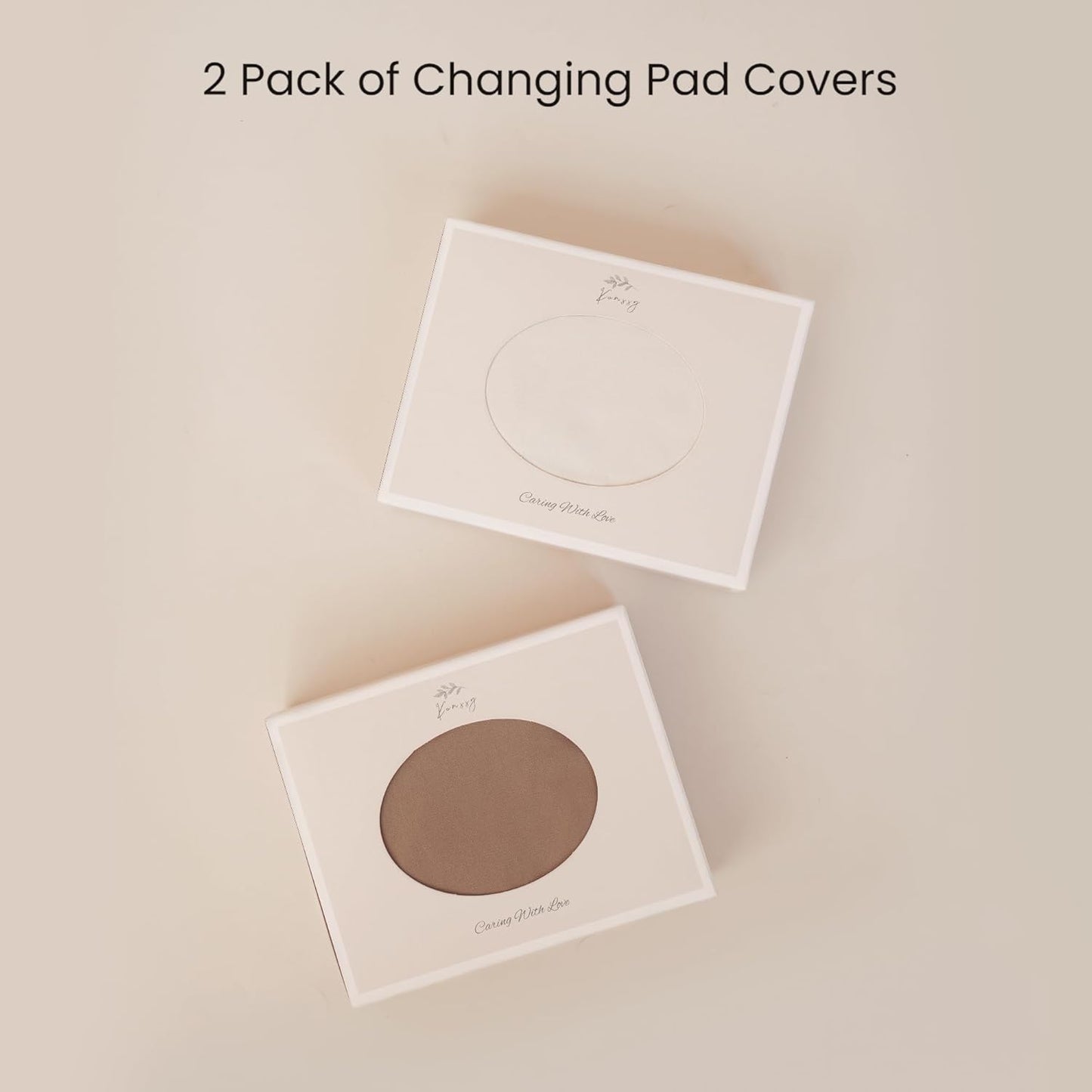 Konssy 2 Pack Stretchy Changing Pad Covers for Girl, Boy, Silky Soft Changing Table Cover, Breathable Baby Nursery Diaper Chang Pad Sheets (Brown,Beige)