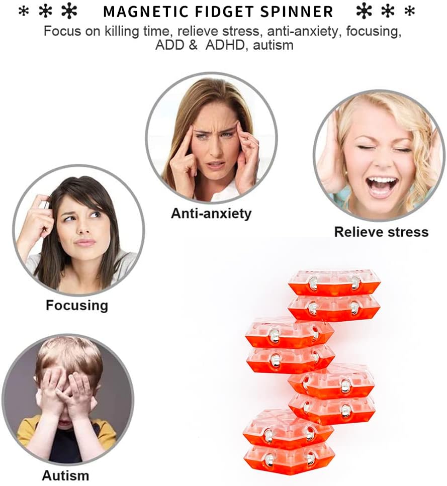 Magnetic Fidget Spinner Toys 14-Piece Set,Puzzle Balls Building Blocks,Stress Reduction and Anxiety Relief Hand Spinner for Adults Kids…