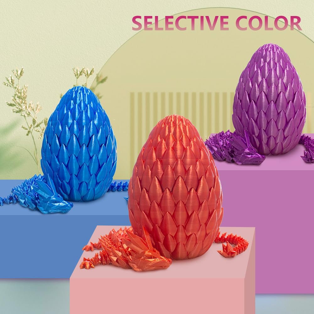 Dragon Eggs with Dragon Inside, 16.5 Inch Large 3D Printed Dragon Egg Articulated Dragon Crystal Dragon Executive Desk Toys Fidget Toy for Autism/ADHD (Purple, only dragon)