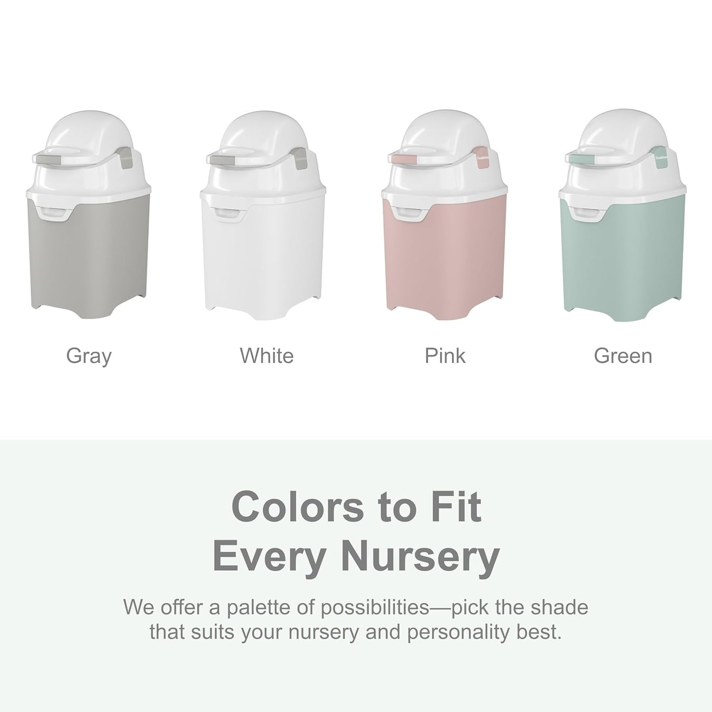 Foundations Mini Diaper Pail with Airtight Lid - Durable & Odorless Diaper Disposal, Large Capacity, Holds up to 30 Newborn Diapers, Refill with Any Bags - Gray