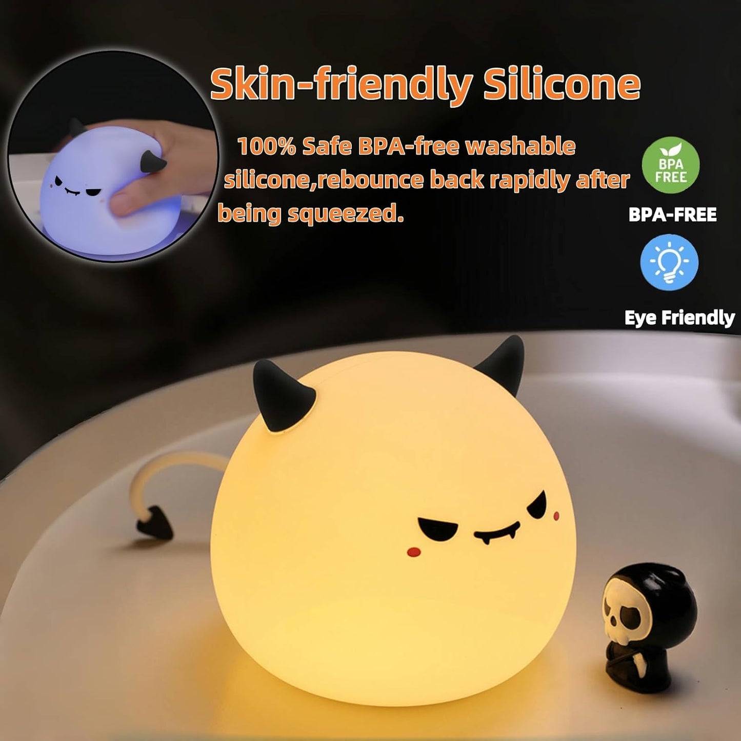 Cute Monster Night Light for Kids,Cute Monster lamp Soft Silicone Lamp 3 Level Dimmable Changing Rechargeable Breastfeeding Nursery Portable Kawaii Lamps,Bedside Lamp for Baby and Toddler,Boy Girls