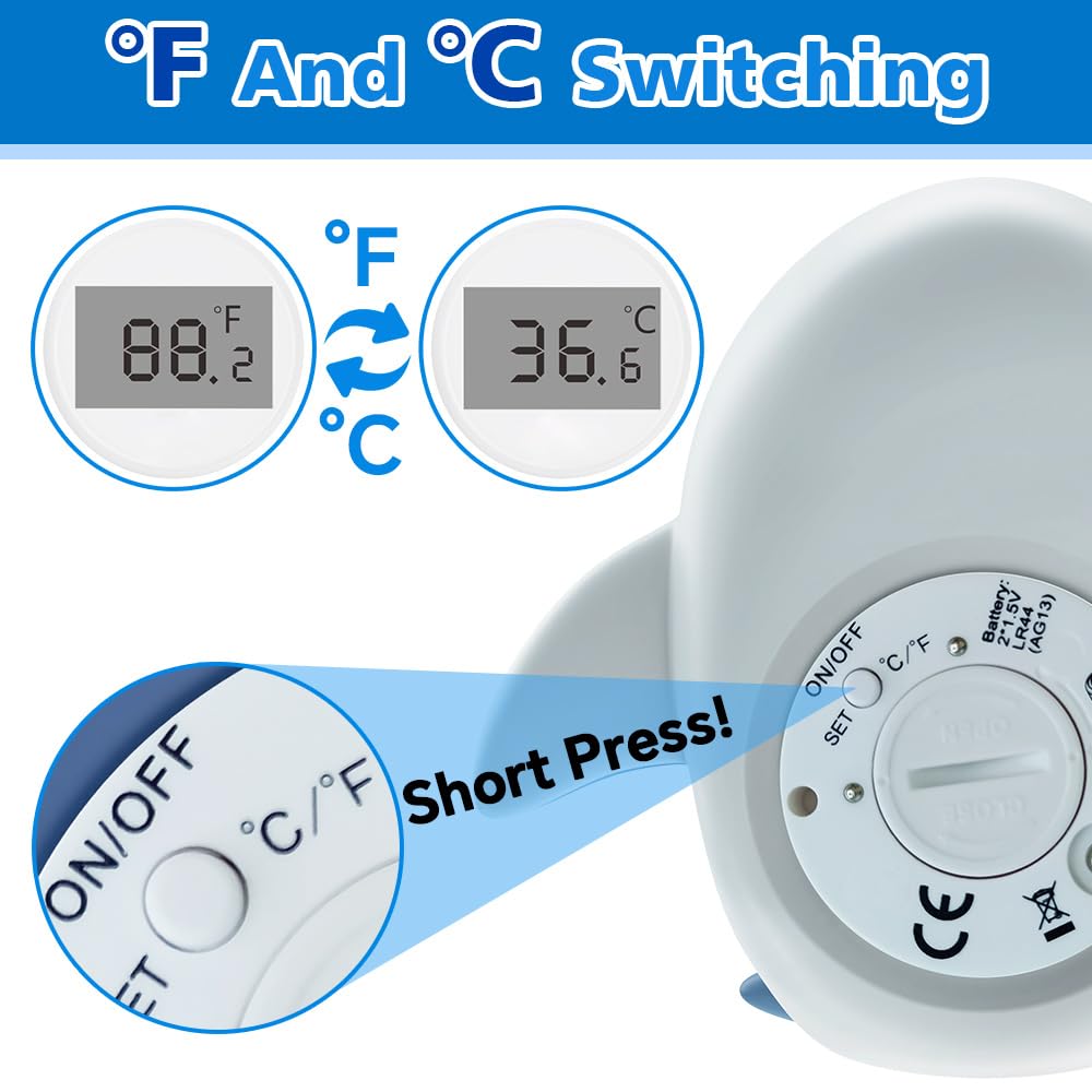 Baby Bath Thermometer, Infant Digital Water Thermometer Safety with 3 Color Backlit and Temperature Warning, Room Thermometers Floating Toy for Infant, Toddler, Bathtub, Swimming Pool (Light Blue)
