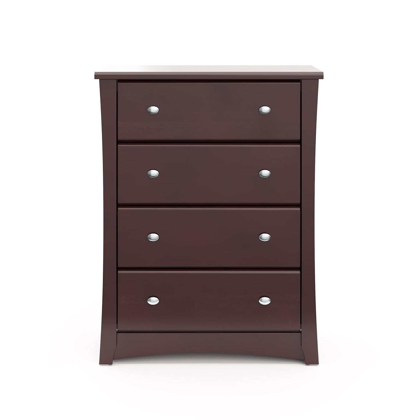 Storkcraft Crescent 4 Drawer Chest (Espresso) – GREENGUARD Gold Certified, Easy-to-Match Chest of Drawers for Nursery and Kids Bedroom, Dresser Organizer for Children’s Bedroom