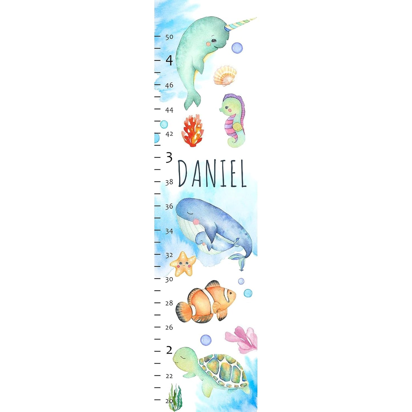 Personalized Kids Height Chart - Canvas Growth Ruler for Boys and Girls - Custom Name Banner with Removable Nursery Wall Decor - Gift for Kidโs Room Decoration