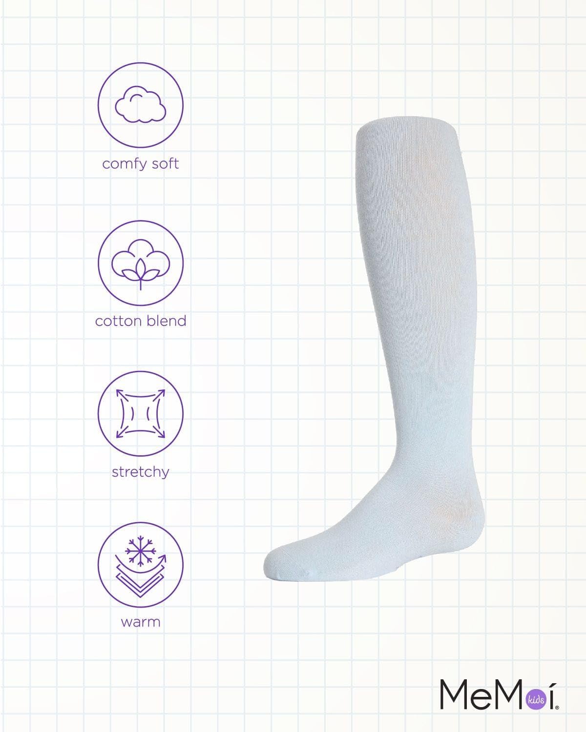 MeMoi Soft Pima Cotton Tights for Girls, Soft and Lightweight Opaque Tights for girls - Sizes 8 to 16