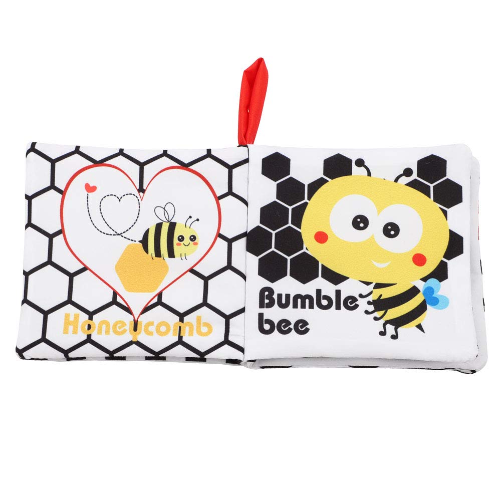 High Contrast Baby Books, Black and White Cloth Crinkle Books for Babies Infant Toys 0-3-6-12-18 Months, Shower Baby Gifts, Teething Teether Sensory Toy for Boys Girls, Fish, 2PCS