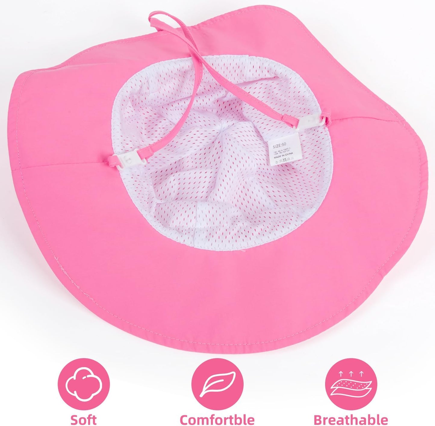 Baby Sun Hat Toddler Girl Beach Hat Adjustable Outdoor Summer Hat UPF 50+ Sun Protection Wide Brim Infant Kids