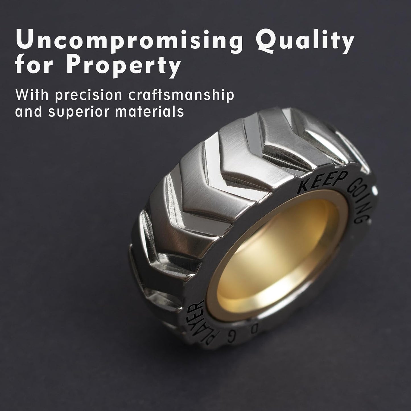 Metal Fidget Ring - Adjustable Spinner Ring Magnet Fidget Toys Adults, Office Desk Toys for Adults EDC Fidget Slider for Stress Relief & Anxiety (Tire)