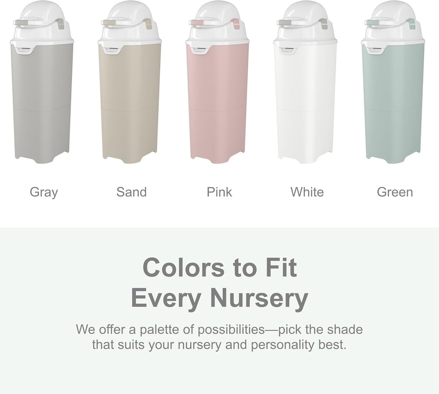 Foundations Tall Diaper Pail with Airtight Lid - Durable & Odorless Diaper Disposal, Large Capacity, Holds up to 60 Newborn Diapers, Refill with Any Bags - Sand