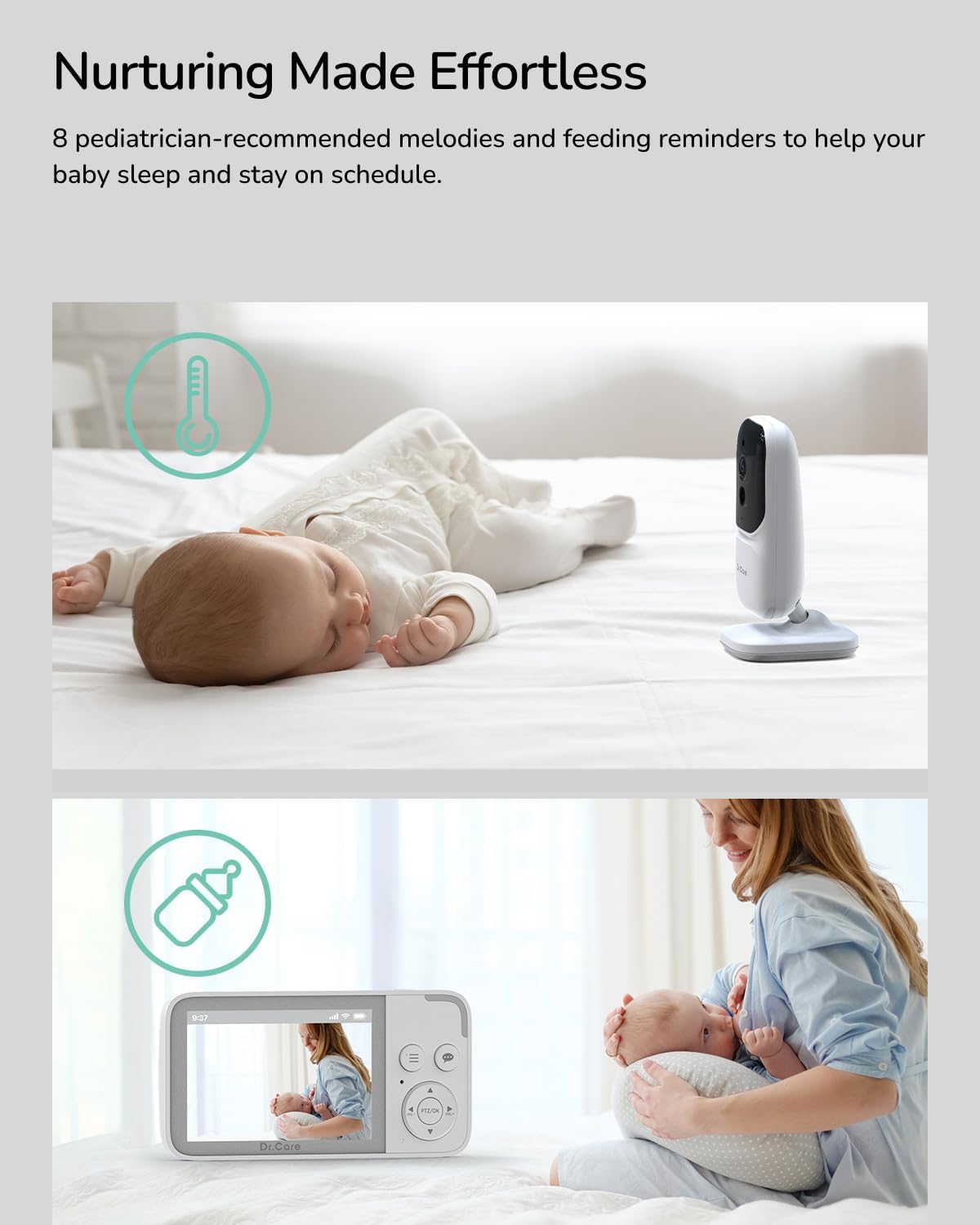 NeoView Video Baby Monitor -3.5” Screen, 2-Way Audio, Video Loop Recording, Night Vision, Real-Time/VOX Monitoring, Temperature Sensor, Lullabies, No Wi-Fi (Supports Up to 128GB)
