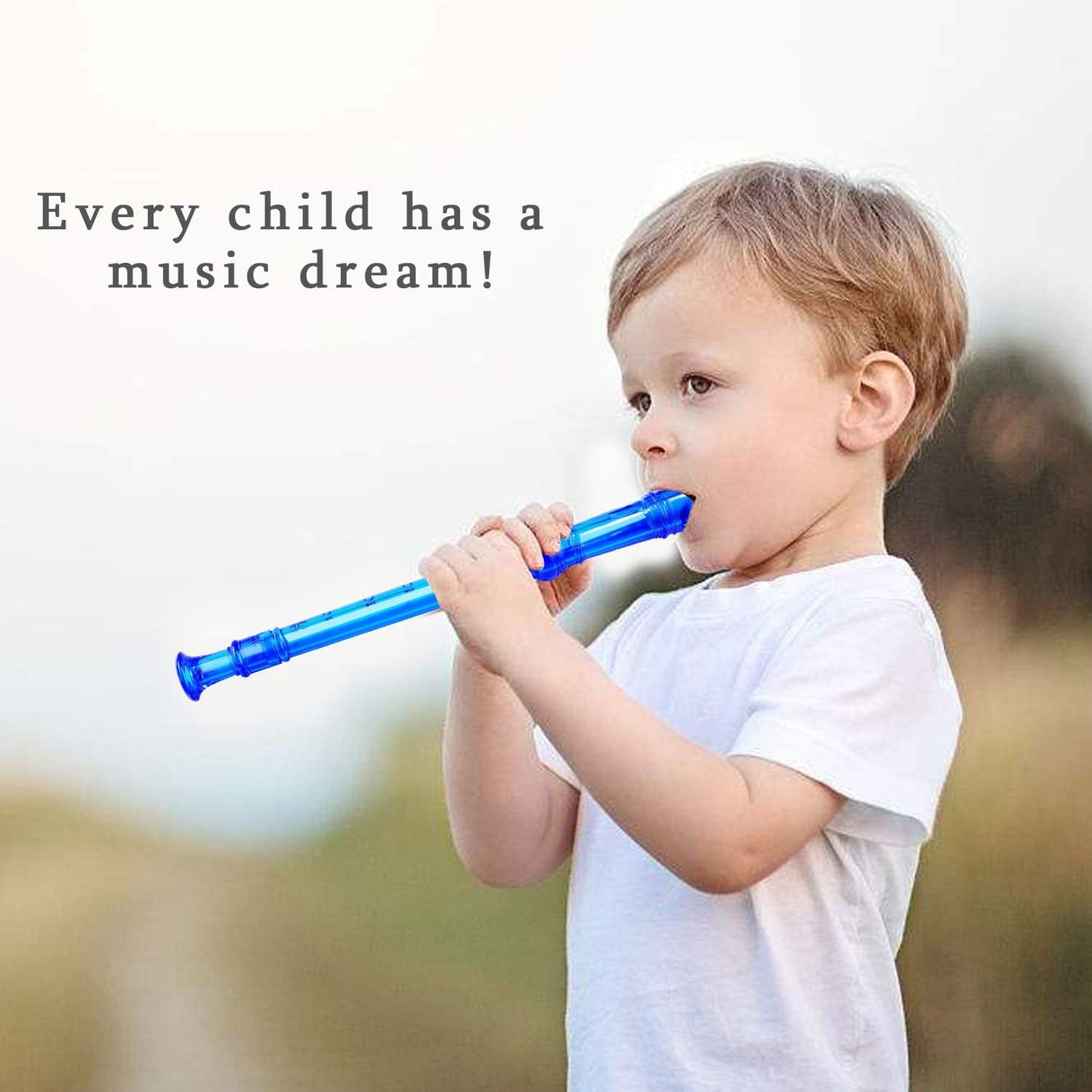 Soprano Recorder Instrument for Kids Beginners Student 8 Hole Flute German Fingering C Key Recorder Instrument 3 Piece with Cleaning Rod and Bag Fingering Chart