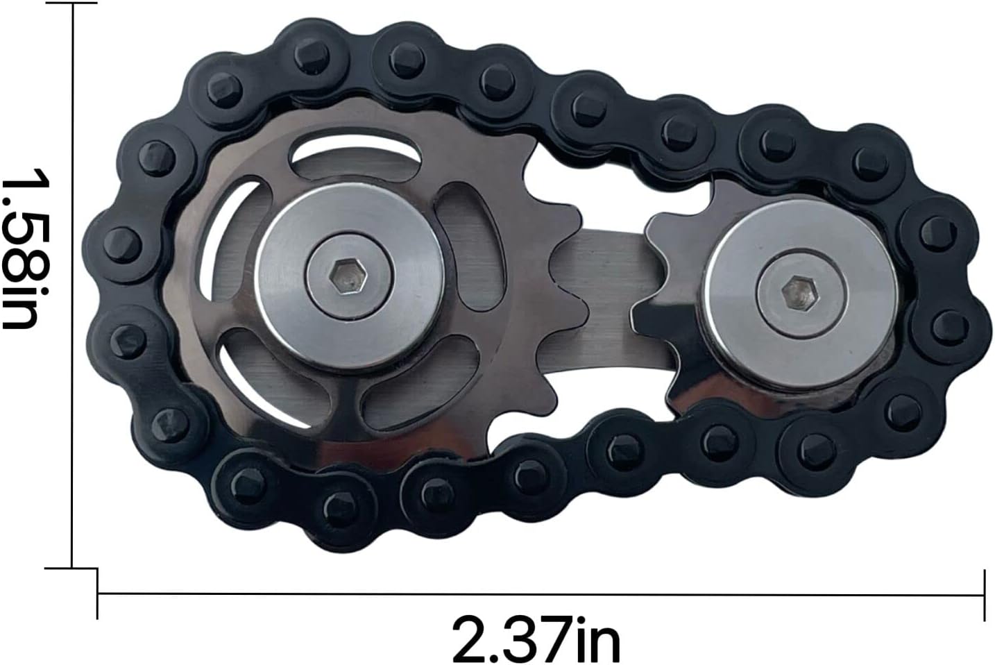 Chain Gear Fidget Spinner, Metal Sprocket Chain Fidget Toy, Stress Anxiety Relief Fidget Toy, Bike Chain Gears Novelty Toy,Metal EDC for Anxiety Relieve Boredom ADHD Autism (Black)