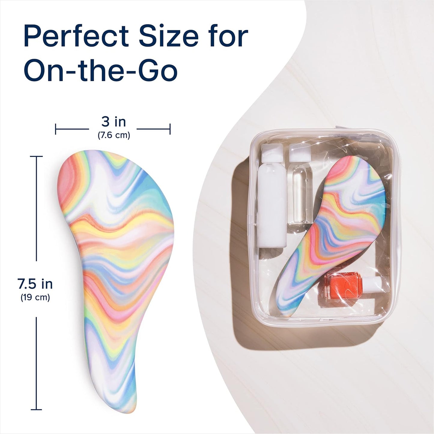 Crave Naturals Glide Thru Hair Brush - Detangler Brush for Curly, Straight, Wet or Dry Hair - Gentle Detangling Brushes for Adults, Kids, Toddlers - Hair Accessories for Women - 7.5x3 Soft Hazy Swirl