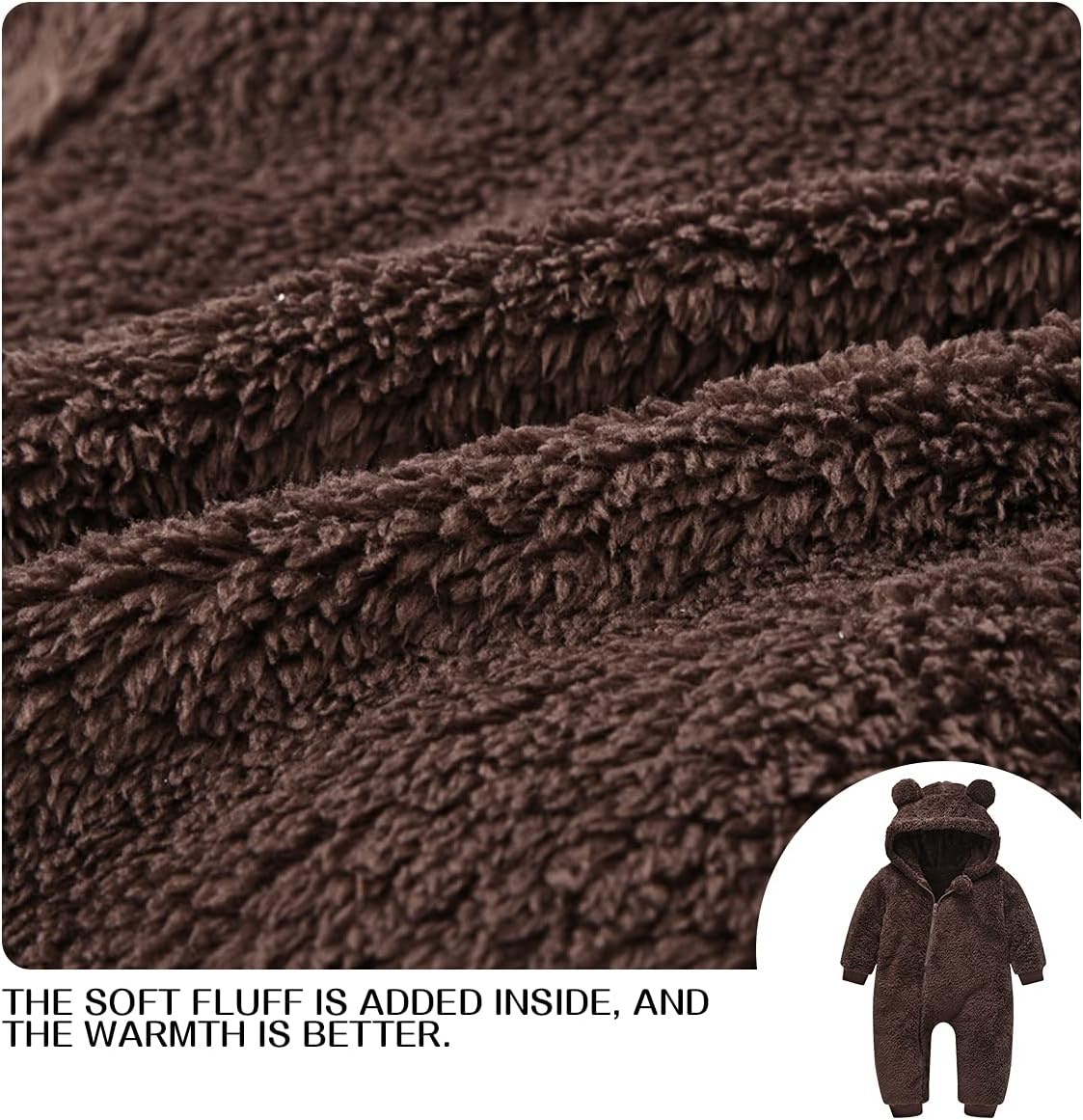 Baby Fleece Jumpsuits Infant Bear Ear Snowsuit Newborn Hooded Romper Warm Coat