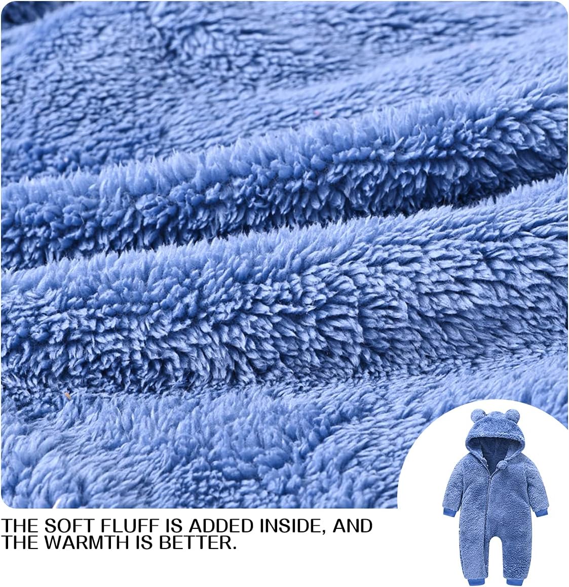 Baby Fleece Jumpsuits Infant Bear Ear Snowsuit Newborn Hooded Romper Warm Coat