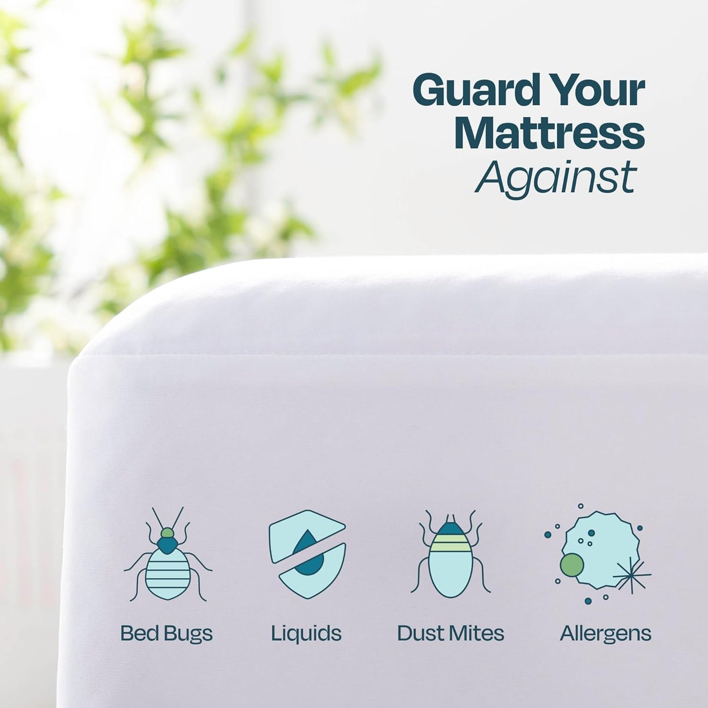 Linenspa Zippered Mattress Encasement – California King Size Waterproof Mattress Protector – Quiet Cover & Complete protection – Dorm Room Essentials, White
