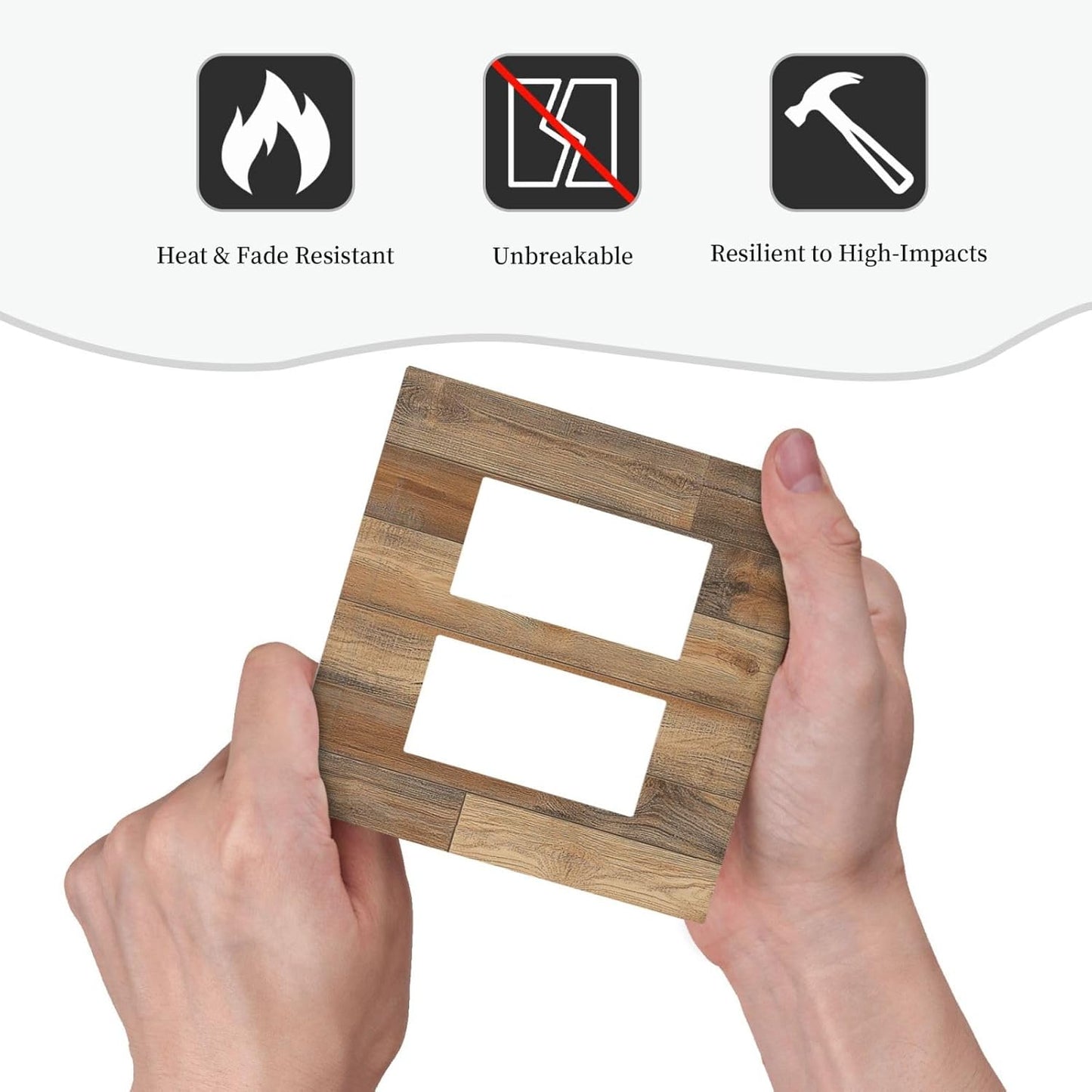 Decorative Outlet Covers Retro Rustic Brown Wood Grain 2 Gang Double Gfci Rocker Electrical Wall Panels Light Switch Cover Plate For Farmhouse Cabin Decor