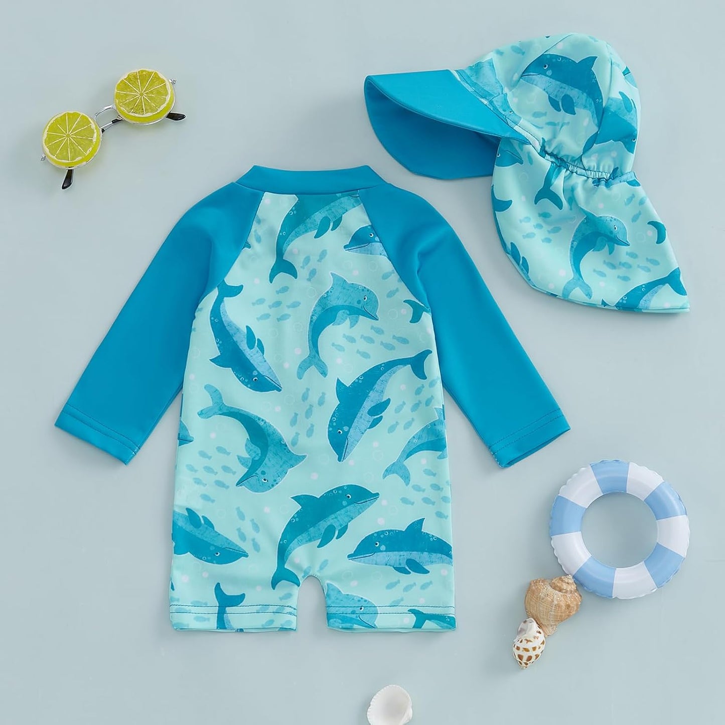 Hnyenmcko Baby/Toddler Boy Rash Guard Swimsuit Long Sleeve One Piece Zipper Swimwear Sunsuit Infant Bathing Suit Beachwear