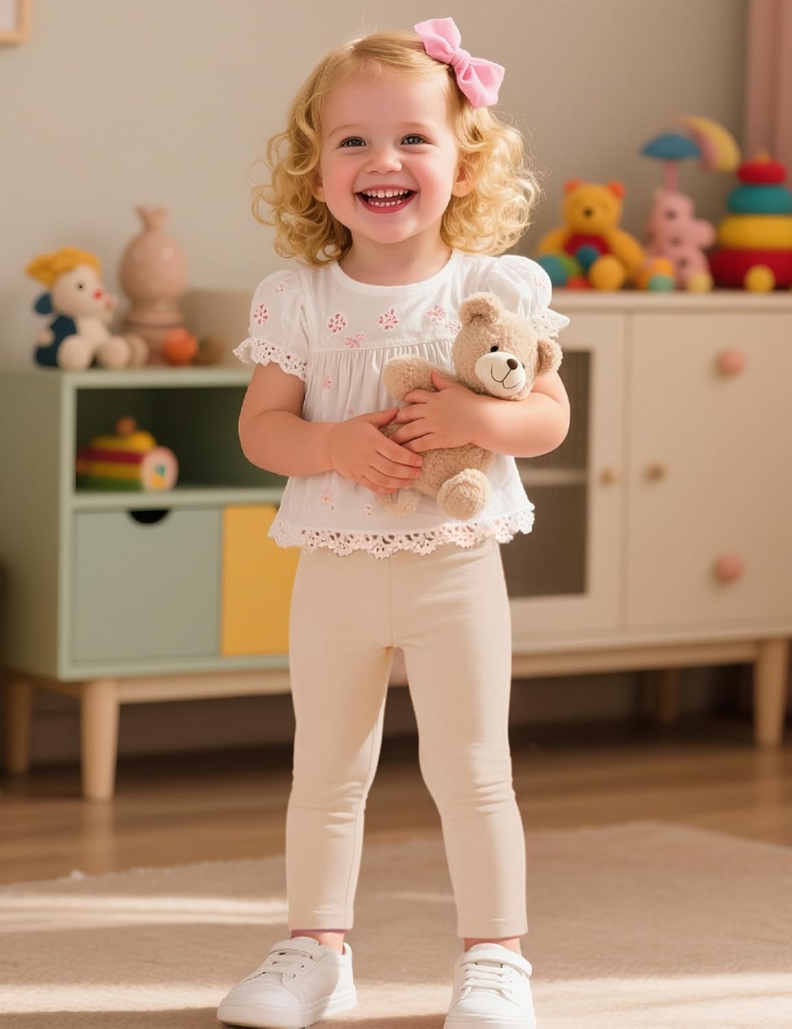 Witwot 3 Pack Baby Girls Leggings Toddler Kids Soft Cotton Pants Size 18M-5T