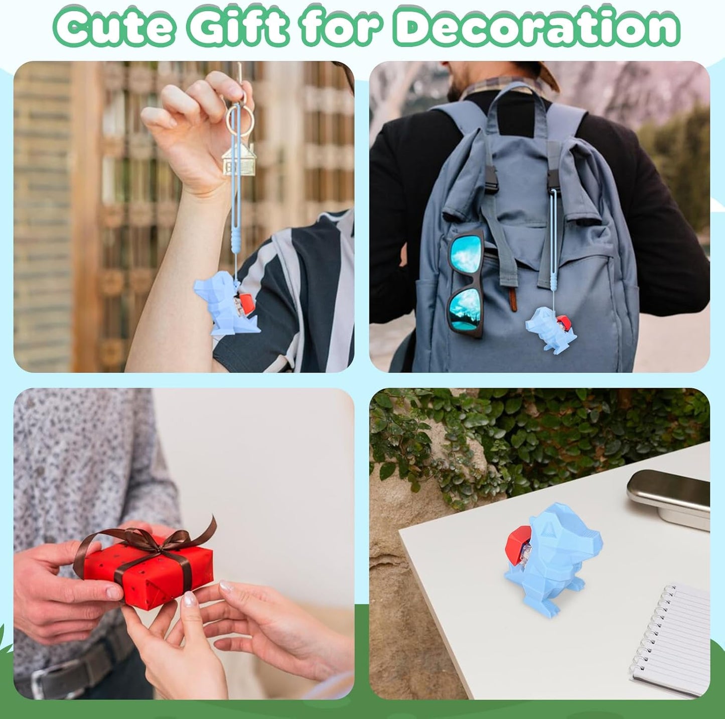 3D Printed Dinosaur Keyboard Fidget Toy for Adults Clicker Keychain Sensory Toys for Anxiety Stress Relief (Blue Dinosaur)