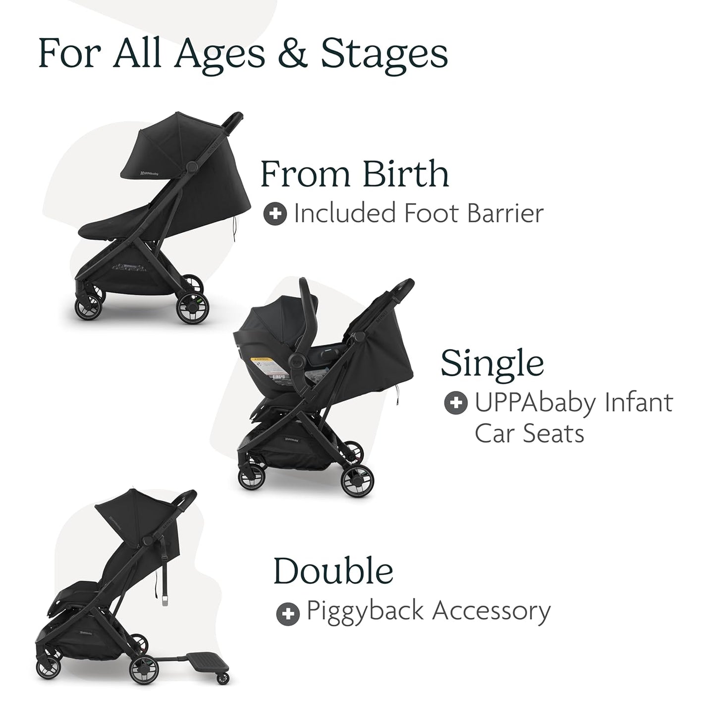 UPPAbaby Minu V3 Travel Stroller | Lightweight + Compact Design | One-Hand Fold + Unfold | from Birth + Overhead Compatible | Dillan (Stone Blue/Carbon Frame/Sand Leather)