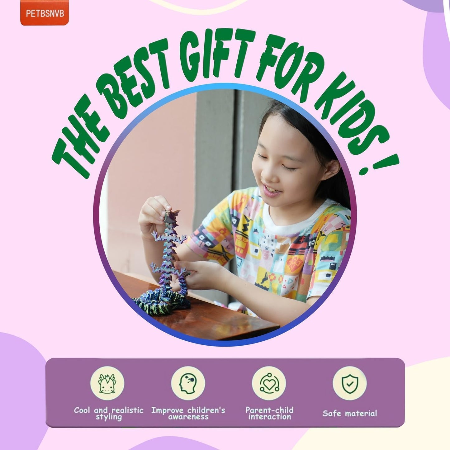 Three Color 12" 3D Printed Dragon, Articulated Dragon, Crystal Dragon, Dragon Fidget toy, Home Office Decor Executive Desk Toy (Yellow Head)