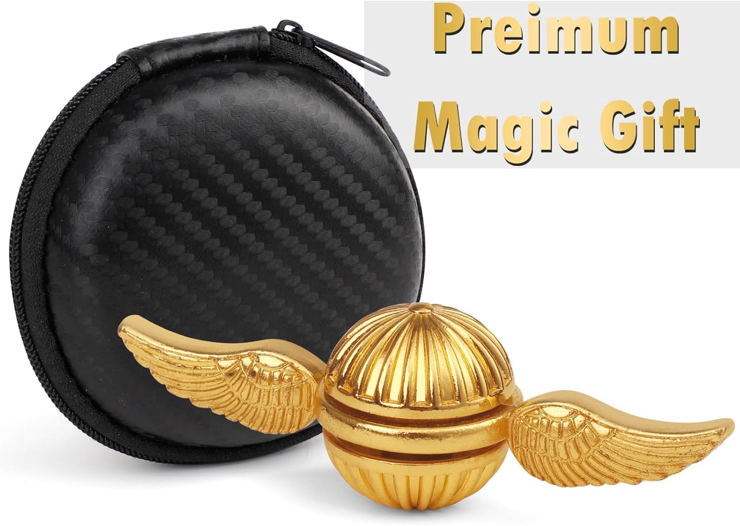 Cool Fidget Spinner for Kids Adults, Magic Orb Finger Hand Spinner Toys Stress Relief Ball Sensory Toy Wizard Fan, Metal Fingertip Gyro Birthday Gift Stocking Stuffer for Boys Girls, Golden Decortion