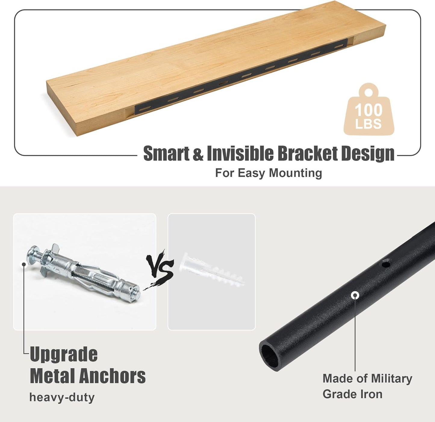 Floating Shelves for Wall, USA-Sourced Brich Wood 24 Inch Wall Shelves Set of 2, Natural Wooden Mounted Picture Ledge Shelf, Nursery Book Storage Shelf Kids Bookshelf Display, Shelf for Bathroom