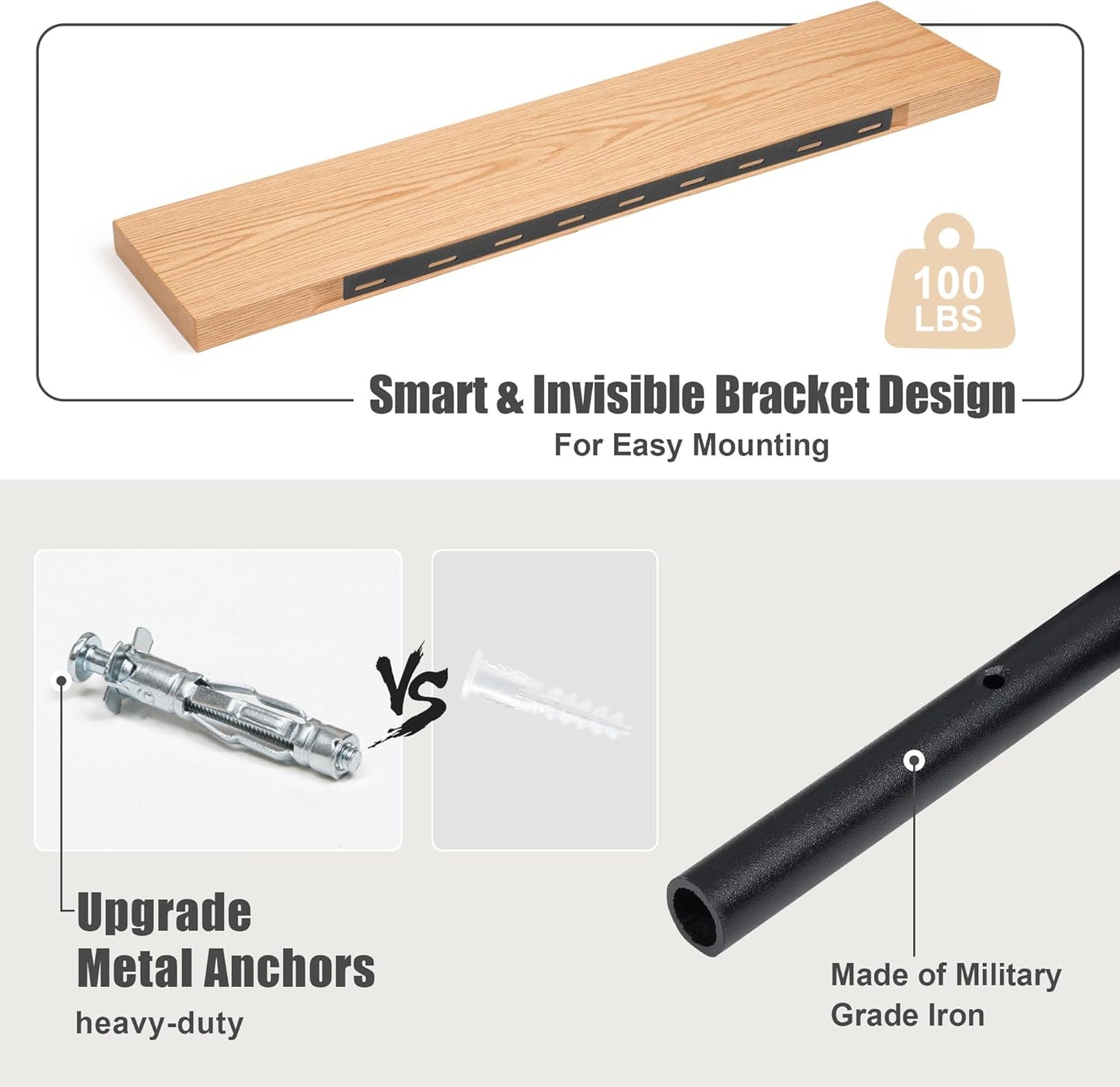 Floating Shelves for Wall, USA-Sourced Oak Wood 55 Inch Long Wall Shelves, Natural Wooden Wall Mounted Picture Ledge Shelf, Nursery Book Storage Shelf Kids Bookshelf, Display Shelf for Bathroom