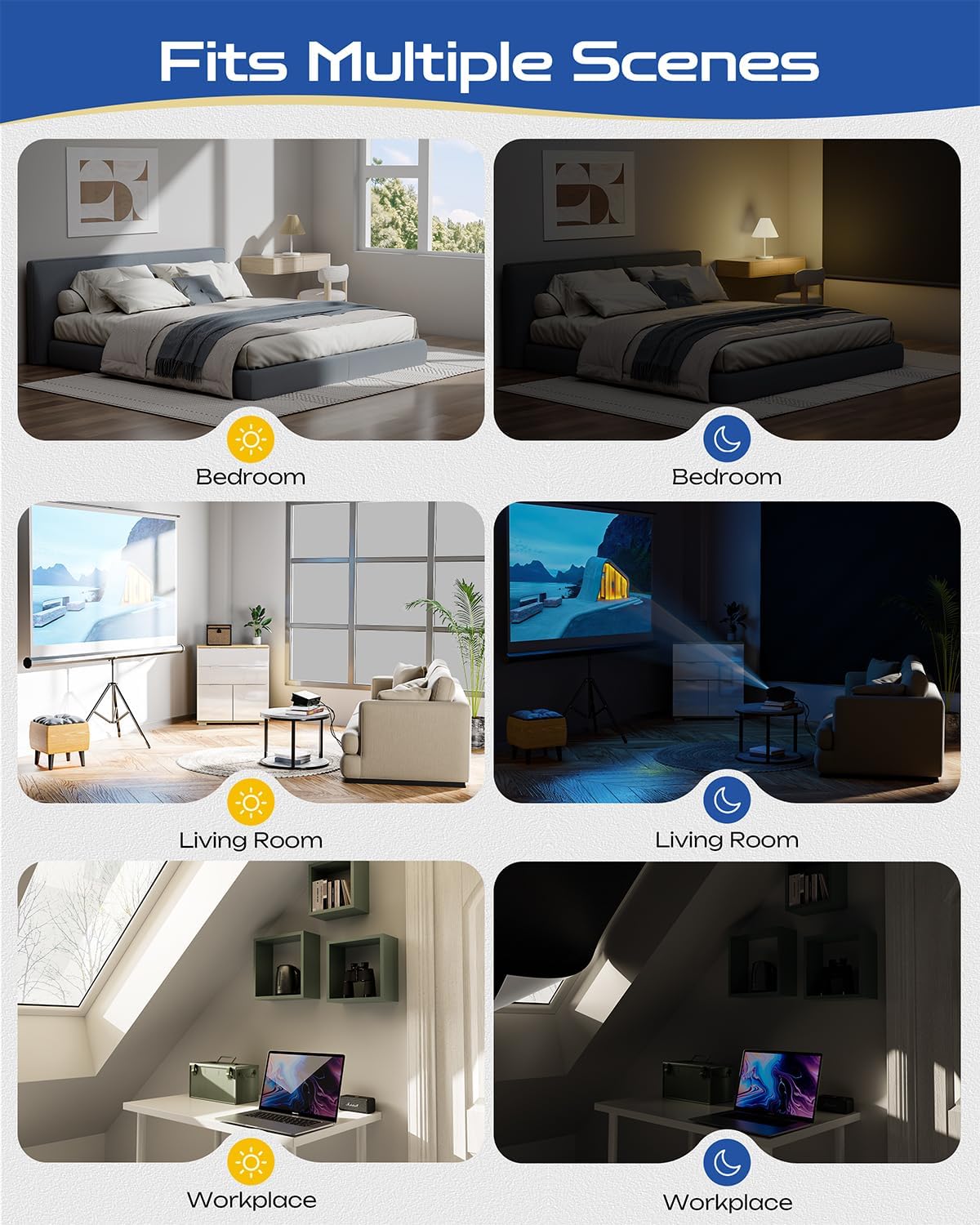 22" W x 36" L 100% Portable Blackout Curtains, Total Darkness No-Drill Black Out Window Cover,Temporary Blackout Shades with Hook & Loop Tape, for Bedroom, Nursery, Dorm, Travel (Black)